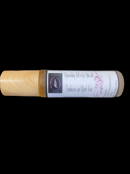 Rejuvenating roll-on for skin with frankincense and myrrh resin