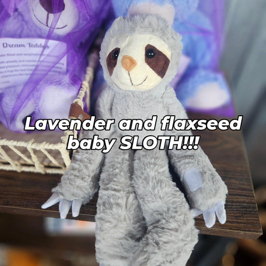 Lavender and flaxseed filled sloths 🦥